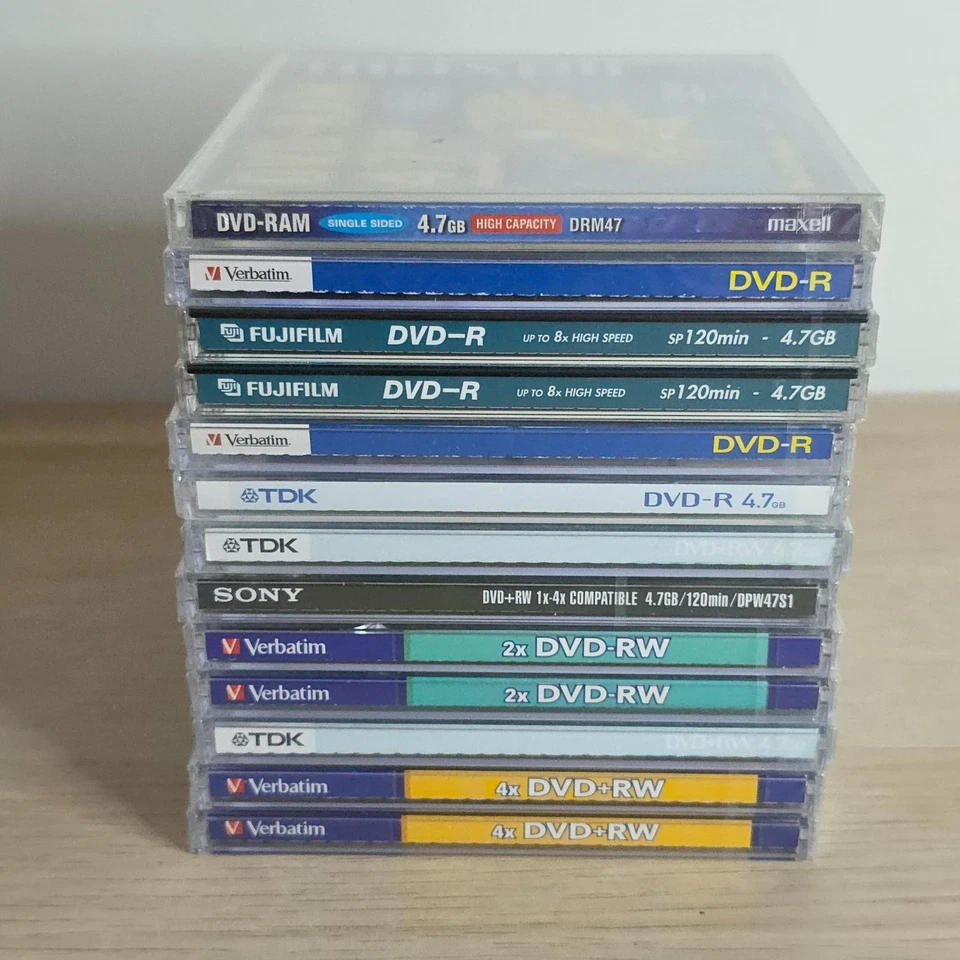 Mixed Lot Blank DVDs – DVD-R / DVD+RW / DVD-RW / DVD-RAM (13 discs) Various - Image 1 of 1