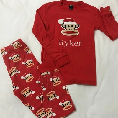 Paul Frank Kids Pajamas 2 pc Kids size 10 top bottoms Monkey Santa Christmas - Image 1 of 4
