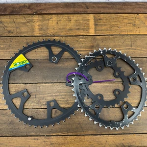 Vintage Shimano Biopace Chainring Lot 110 74 BCD 50 30 Ring Triple Black - Picture 1 of 12