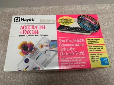 1995 Hayes ACCURA 144 + FAX 144 External Modem 5300AM For PC Brand New Sealed - Image 1 of 4