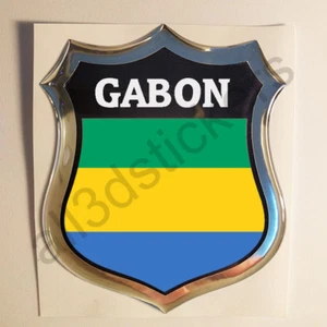 Sticker Gabon Emblem 3D Resin Domed Gel Gabon Flag Vinyl Decal Car Laptop - Picture 1 of 1