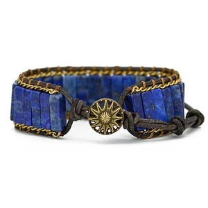 Dunkelblauer Lapislazuli Vintage handgemachte Heilung Männer Jungen Armband - Bild 1 von 5