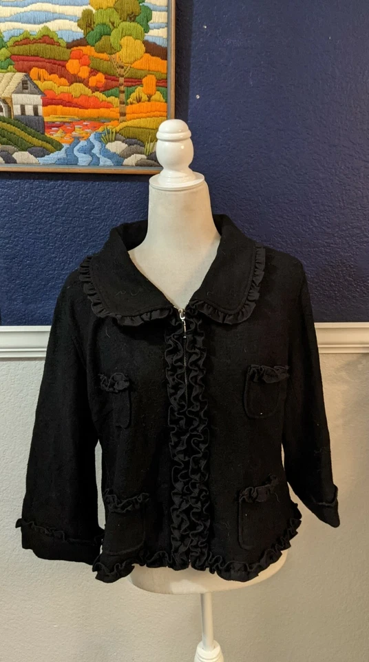 Mac & Jac Long Sleeve Collared Black Blazer Jacket Wool Blend Sz Extra Large XL - Image 1 of 4