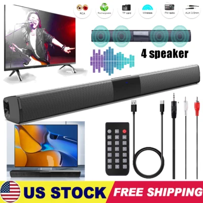 20W Bluetooth 5.0 Soundbar w/ Wireless Subwoofer 4 Speaker 3D Surround for TV - Image 1 of 4