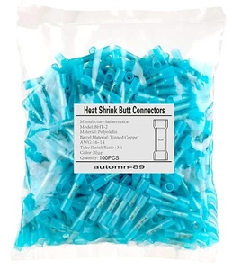 100 Wärmeschrumpf Stoßspleiß Drahtverbinder Crimp Elektroklemmen 16-14 AWG - Bild 1 von 9