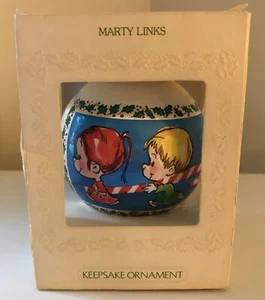 Vintage 1981 Marty Links Hallmark Christmas Ornament Ball In Box 10 Inch Satin - Picture 1 of 9