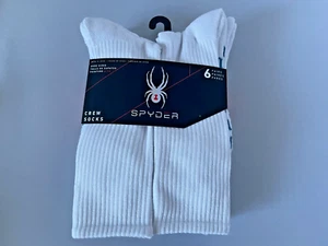 SPYDER Men's Socks Crew Cushioned Everyday Work Sport 6 Pair SIZE 6-12 White M1 - Picture 1 of 3