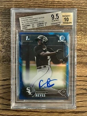 2016 Bowman Chrome Blue Refractor Franklin Reyes RC Auto /150 Gem Mint BGS 9.5 - Image 1 of 2