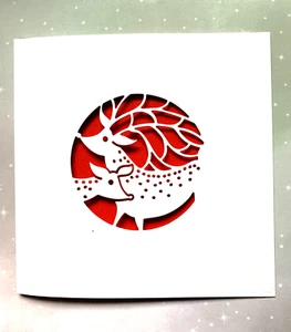 CHRISTMAS CARD BLANKS X 6 WITH ENVELOPES..REINDEER APERTURE ...15 x 15cm - Picture 1 of 3