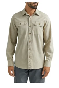 Wrangler Shirt Men Medium Beige Relaxed Fit Soft American Western Workwear - Picture 1 of 4
