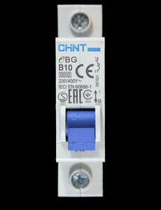 CHINT 10 AMP CURVE B 6kA MCB CIRCUIT BREAKER EBG 187421 - Picture 1 of 6