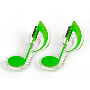 2 Pcs Musical Note Plastic Clips Piano Book Page Clips Quaver Clips Green