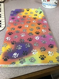 Snuggle Flannel Rainbow Colorful Dog Paws Fat Quarter - Picture 1 of 1