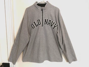 Old Navy Herren Sweatshirt XL grau Fleece 1/4 Zip Langarm Pullover Logo Outdoor - Bild 1 von 4