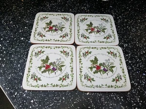 PORTMEIRION THE HOLLY AND THE IVY MELAMINE COATED COATSERS X 4 - Picture 1 of 3