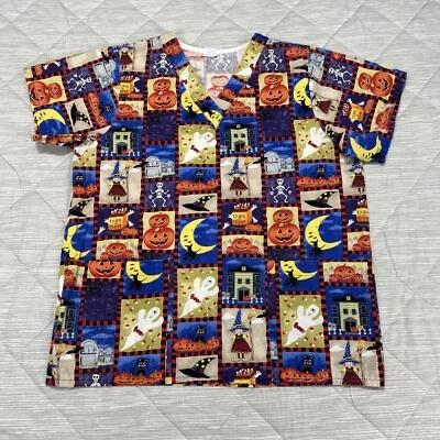 Camisa Médica Tafford Halloween Mujer Pequeña Calabaza Bruja Fantasma Médica EE. UU. Foto 1 de 4