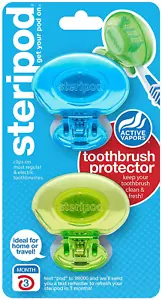2 Count - Steripod Clip-on Toothbrush Protector - Keep Clean - Colors May Vary - Picture 1 of 5