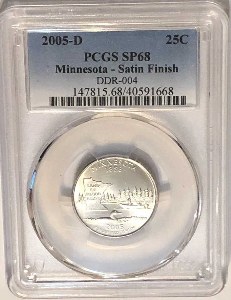 2005 D Minnesota Extra Tree Error Quarter Satin Finish PCGS SP68: DDR-004,FS-803 - Image 1 of 4