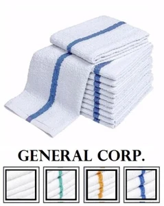 24 blue stripe super bar towel bar mop kitchen restaurant cleaning towels 33oz - Picture 1 of 1