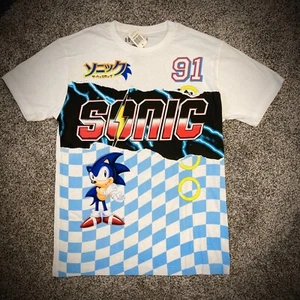 SONIC THE HEDGEHOG T-SHIRT retro 90s kanji video game BIG LOGO men/unisex adult - Picture 1 of 4