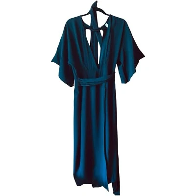 Vestido envolvente Bec & Bridge para mujer talla 12 negro escote profundo manga acampanada largo Foto 1 de 4