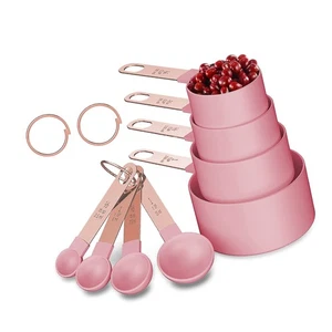 Rose Gold Stainless Steel Handle Measuring Cups and Spoons Set, 8 Piece Stack... - Picture 1 of 7