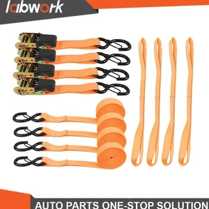 Labwork 2200 Lb Break Strength Motorcycle and Truck Tie Downs Orange New - Picture 1 of 24