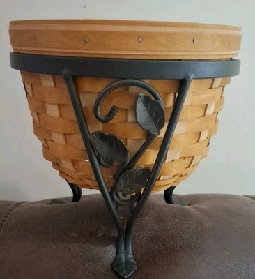 Longaberger 2004 Schmiedeeisen Pflanzenständer & Flora Korb zu Hause Garten - Bild 1 von 4