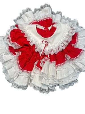 VTG 80S Lil  Dolly's DRESS Full Circle Ruffle Lace Party Pageant Twirl Size 6 MO - Image 1 of 4