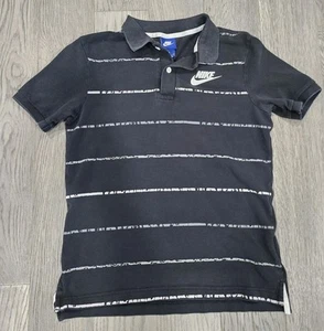 Vintage Nike Boys Black W/ White & Gray Stripes Polo Size Small - Picture 1 of 4