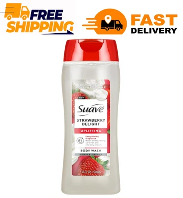 Jabón corporal edificante Suave Strawberry Delight, con glicerina y vitamina E, 18 oz Foto 1 de 4