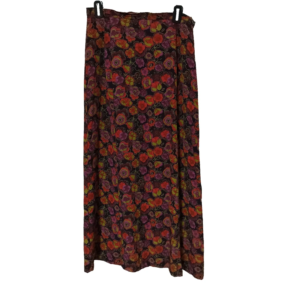 Maxi Falda Floral Vintage Laura Ashley Talla 14 Roja Negra 100% Rayón Años 90 Foto 1 de 4