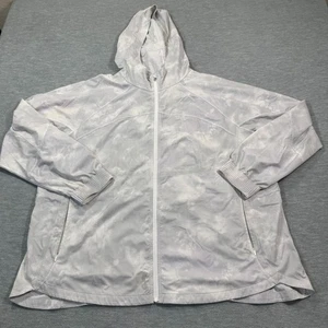 Athleta Windbreaker Damen 2X grau Kapuze leichte Zip Jacke Batik Regen - Bild 1 von 11