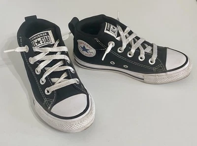 Junior Youth tamanho 13 Chuck Taylor Street parte superior média All Star meninos unissex preto - Imagem 1 de 4
