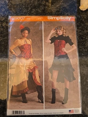 Simplicity Sewing Pattern 9007 Costume Steampunk Western Saloon UNCUT New 6-14 - Image 1 of 2