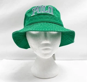 POLO RALPH LAUREN HAT -L/XL GREEN BLUE WHITE SPELLOUT BUCKET CHINO TWILL NWT - Picture 1 of 9