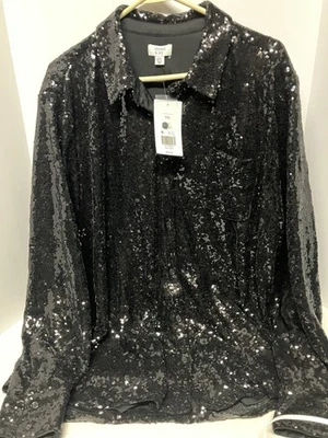 Top Crown and Ivy Damas Negro Lentejuelas Vacaciones Manga Larga Talla XXL NUEVO CON ETIQUETAS Foto 1 de 4