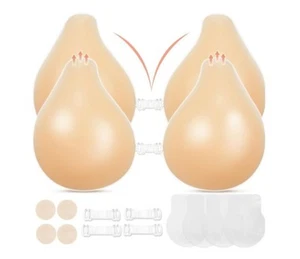 LEFRECO Sticky Bras Push Up 2 Pairs Adhesive Lift Invisible Reusable With Buckle - Picture 1 of 10