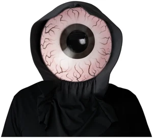 Optic Nerve White Alien Big Eyeball Horror Adult Mens Costume Light Up 1/2 Mask - Picture 1 of 2