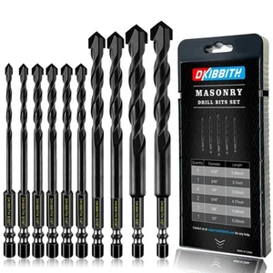 10 Piece Masonry Drill Bits for Tile Glass Ceramic Wall Brick Stone Soft-Meta... - Picture 1 of 8