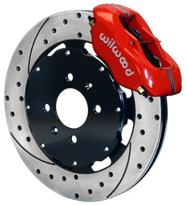 KIT FRENO DISCO WILWOOD, DELANTERO, 89-05 MAZDA MIATA MX-5,11" ROTORES PERFORADOS, CALIBRE ROJO Foto 1 de 3