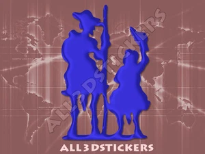 Pegatina Don Quijote y Sancho Panza 3D Relieve - Color Azul - Foto 1 di 1