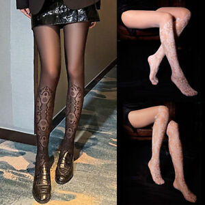 Women's Lace Floral Pantyhose Jacquard Patterned Sheer Tights Hosiery Stocking ^