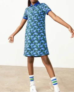 Abito polo in piqué cotone per bambina Lacoste X Minecraft stampa TAGLIA 12 blu/verde - Foto 1 di 7