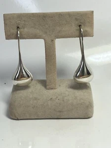Vintage Pair Long Sterling Silver Tear Drop Earrings - Picture 1 of 6