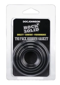 Doc Johnson Rock Solid Tri-pack Rubber Gasket Black Cock Ring, New - Picture 1 of 6