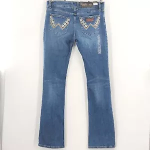 Wrangler Retro Jeans Womens Size 32x36 Sadie Low Rise Flare Western Cowboy Rodeo - Picture 1 of 9