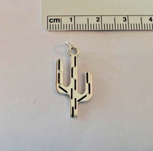 Sterling Silver 25x11mm Saguaro Arizona Cactus Western Charm - Picture 1 of 2