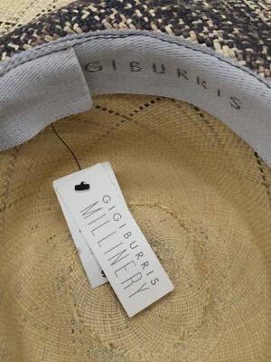 $425 Gigi Burris Mujer Beige Ala Ancha Paja Panamá Sol Sombrero OS Foto 1 de 4