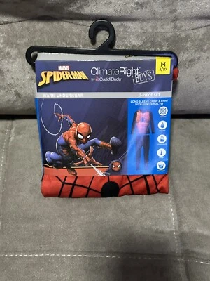 ClimateRight de Cuddl Duds Niños Spider-Man Ropa Interior Cálida Conjunto de 2 Piezas M-8/10 Foto 1 de 2